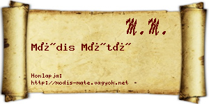 Módis Máté névjegykártya